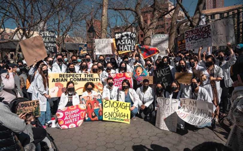 White Coats Against Asian Hate Parade